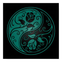 Rosas Teal Blue e Black Yin Yang