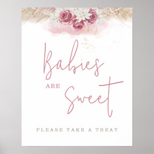 Poster Rosas Tropicais Boho Baby Shower Bebês São Doce