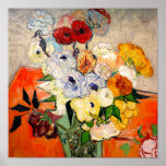 Poster Rosas Van Gogh e Anemones<br><div class="desc">Poster com Rosas e anêmonas de pintura de flores de Vincent van Gogh (1890). Um belo conjunto de flores vermelhas,  brancas,  azuis,  laranja e amarelas está organizado em um vaso verde. Um presente maravilhoso para fãs do Impressionismo Poste e da arte holandesa.</div>