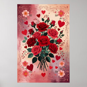 Poster Rosas Vermelhas, Dia dos Namorados,