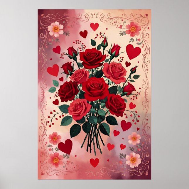 Poster Rosas Vermelhas, Dia dos Namorados, (Frente)