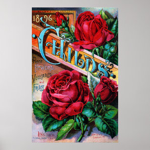 Poster Rosas vermelhas do vintage