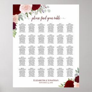 Poster Rosas Vermelhas e Rosa 30 Gráfico de Assentos de C