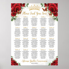 Poster Rosas Vermelhas Florais Doce  15 16 Assentos de Qu