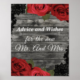 Poster Rosas Vermelhas Lace Preto Rústico Dicas de Casame