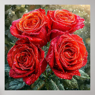 Poster Rosas vermelhas vibrantes