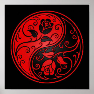 Pôster Rosas vermelhos e pretos de Yin Yang