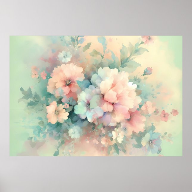 Poster Rosas Vintages Pastel (Frente)