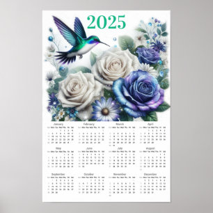 Poster Rosas, Visitas e Calendário do Hummingbird 2025