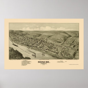 Poster Roscoe, PA Panorâmica - 1902