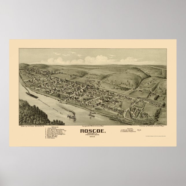 Poster Roscoe, PA Panorâmica - 1902 (Frente)