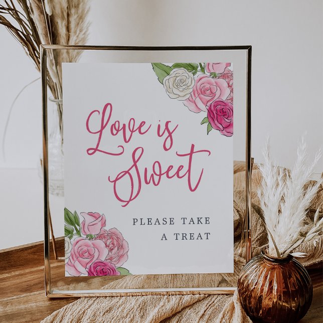 Poster Rosé Garden "Love is Sweet" Favor e Treats Sinal (Criador carregado)