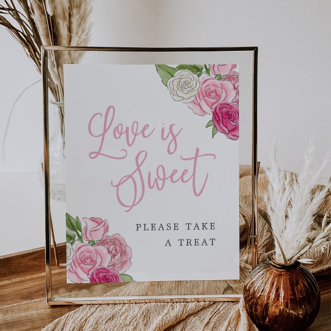 Poster Rosé Garden "Love is Sweet" Favor e Treats Sinal (Criador carregado)