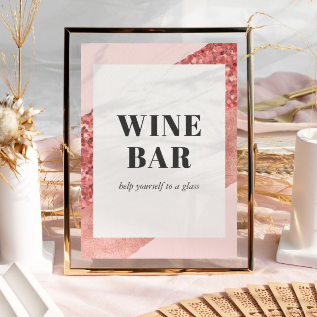 Poster Rose Gold, Blush & Sequin Bar de Vinho para Chá de (Criador carregado)