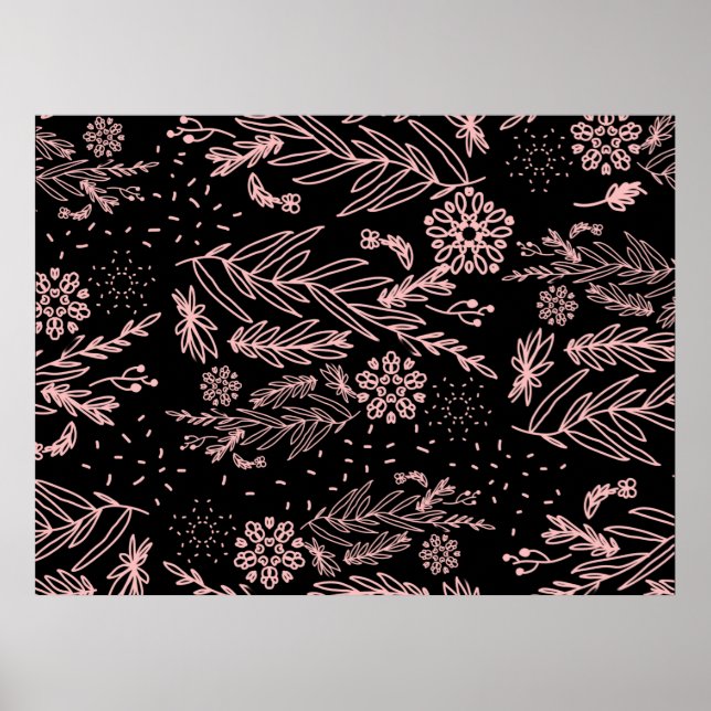 Poster Rose Gold Botanical Doodle Pattern (Frente)