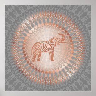 Poster "Rose Gold Elephant Radiance"   Elephant Mandala