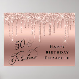 Poster Rose Gold Glitter 50th Birthday Party