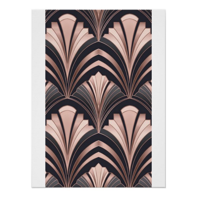 Pôster Rose Gold Romance Neo Art Deco Fan Design (Frente)