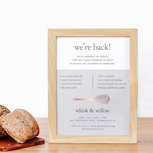 Poster Rose Gold Whisk Business Reopening (Criador carregado)