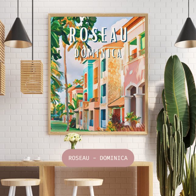 Poster Roseau, la ville tropicale de la Dominique (Criador carregado)