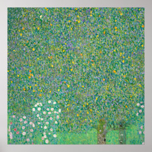 Poster Rosebushes sob as árvores por Gustav Klimt