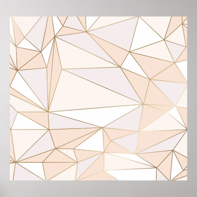 Poster Rosegold rosa: Abstrato Geométrico Luxo (Frente)