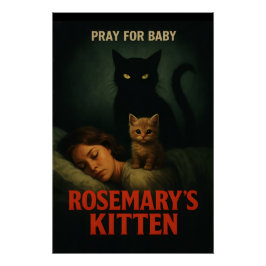 Pôster Rosemary’s Kitten – Vintage Horror Cat Parody