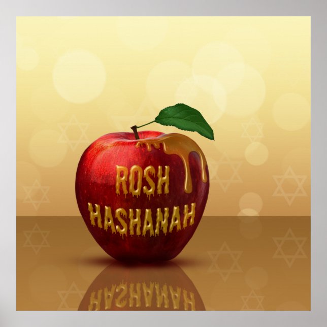 Poster Rosh Hashanah Jewish New Year Honey Apple (Frente)