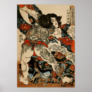 Poster Roshi Ensei com Tattoos Kuniyoshi Fine Art