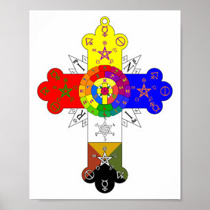 Pôster Rosicrucian Lamen transversal cor-de-rosa