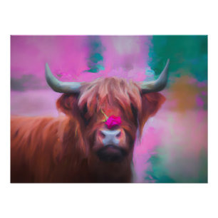 Pôster "Rosie das Terras Altas" – Retrato de Vaca das Ter