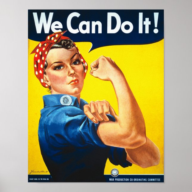 Pôster Rosie Riveter Vintage Propaganda (Frente)