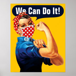Poster Rosie The Riveter With Mask - Adicione Seu Próprio