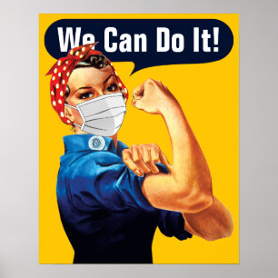 Poster Rosie The Riveter With Mask - Adicione Seu Próprio