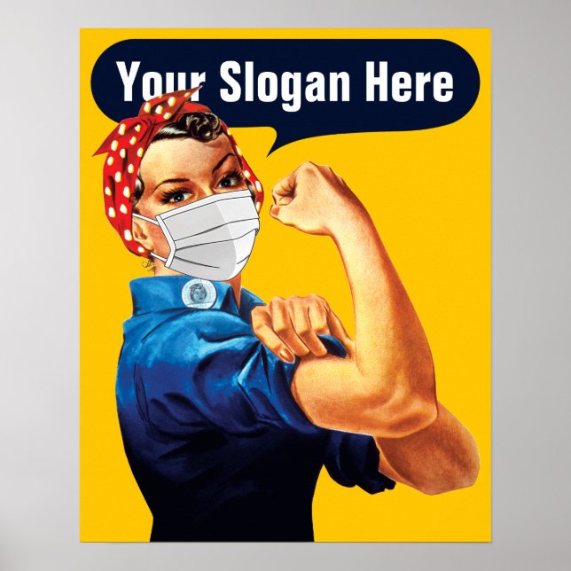 Poster Rosie The Riveter With Mask - Adicione Seu Próprio (Frente)
