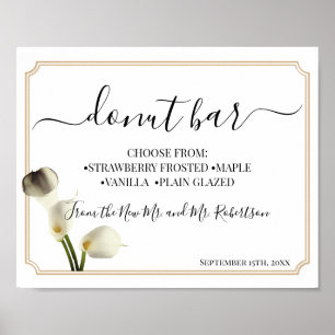 Poster Rosquinha Bar Doce Mesa Sinal Recepção de casament