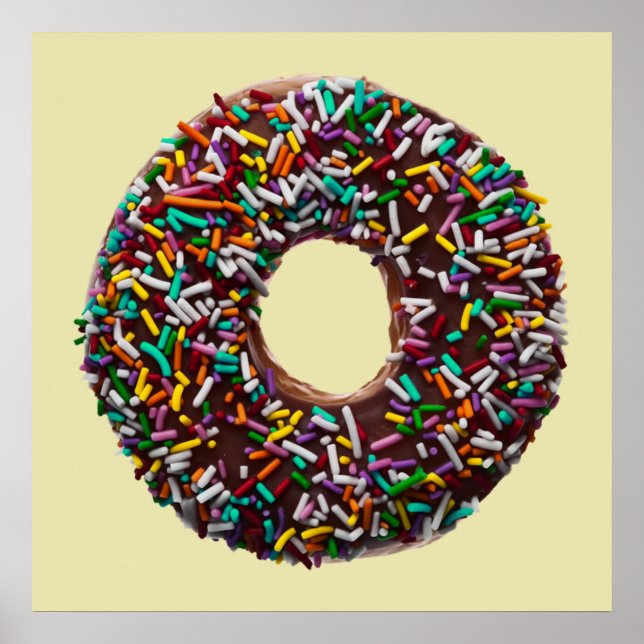 Poster Rosquinha de chocolate com aspersores coloridos (Frente)