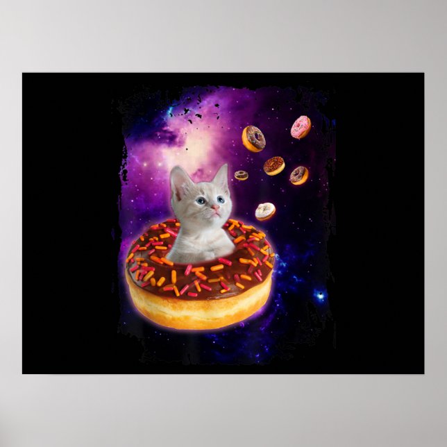 Poster Rosquinha De Gato Bonito Em Gatinhos Espaciais (Frente)