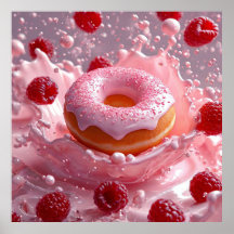 Rosquinha e framboesas frescas