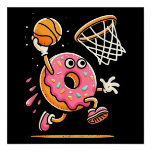 Pôster Rosquinha Engraçada, Comida de basquetebol, Dunbal