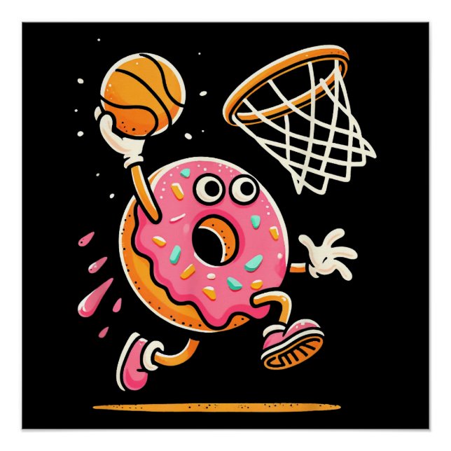 Pôster Rosquinha Engraçada, Comida de basquetebol, Dunbal (Frente)
