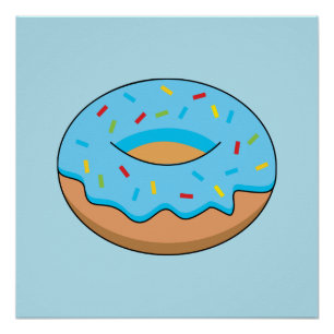 Pôster Rosquinha Fosco Azul com Cartoon Sprinkles
