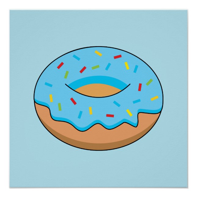 Pôster Rosquinha Fosco Azul com Cartoon Sprinkles (Frente)