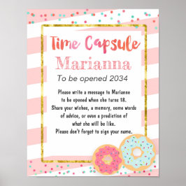 Poster Rosquinha Tempo Cápsula Primeiro Aniversário Poste