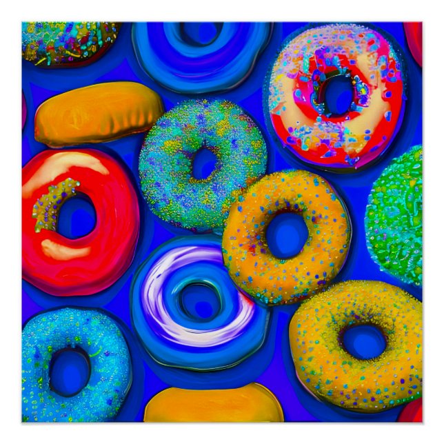 Pôster Rosquinhas coloridas azuis (Frente)