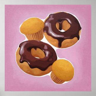 Poster Rosquinhas de chocolate e muffin