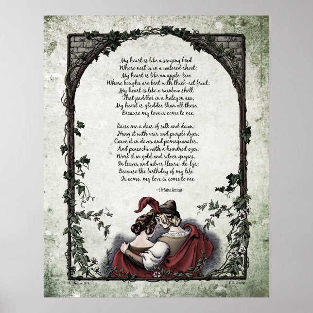 Poster Rossetti "Love" Victorian Art Poem 24x30 (Frente)