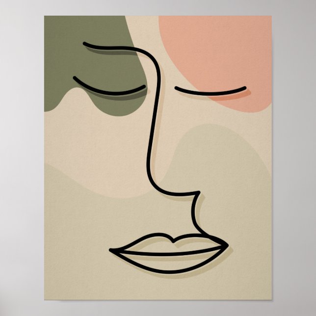 Poster Rosto Abstrato Tons Suaves Tons Terrosos Boho Mode (Frente)