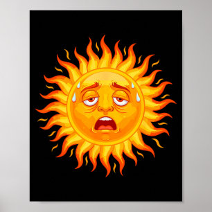 Poster Rosto cansado suado sol verão onda de calor humor