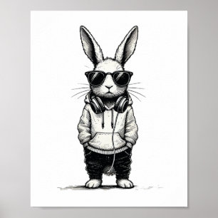 Poster Rosto Coelho Com Pulmões Dia De Páscoa Para Rapaze